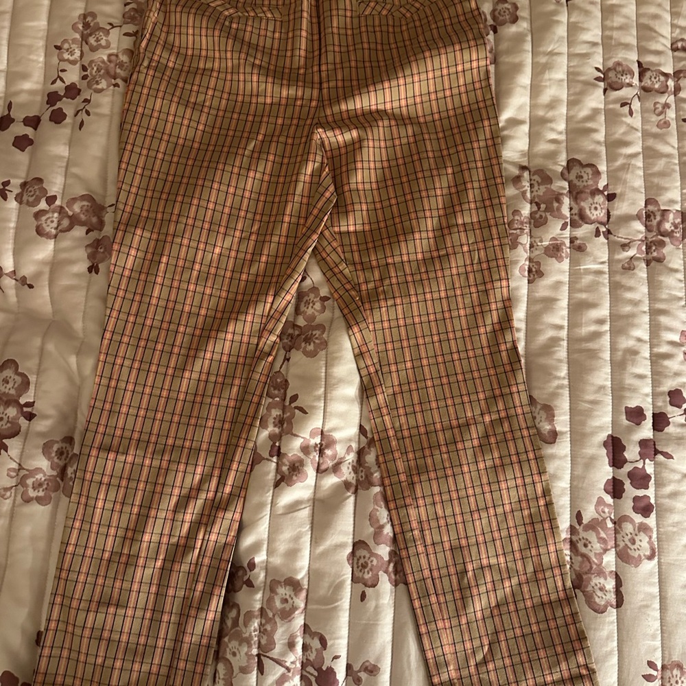 Anthropologie Plaid Skinny Pants - Pink and Black